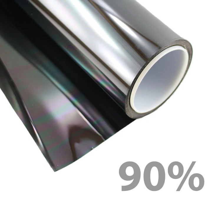 Folia okienna lustro weneckie grafitowe bardzo mocne odbicie promieni słonecznych M10 montowana na oknie na zewnątrz pomieszczenia znacznie obniża temperaturę latem wewnątrz pomieszczenia